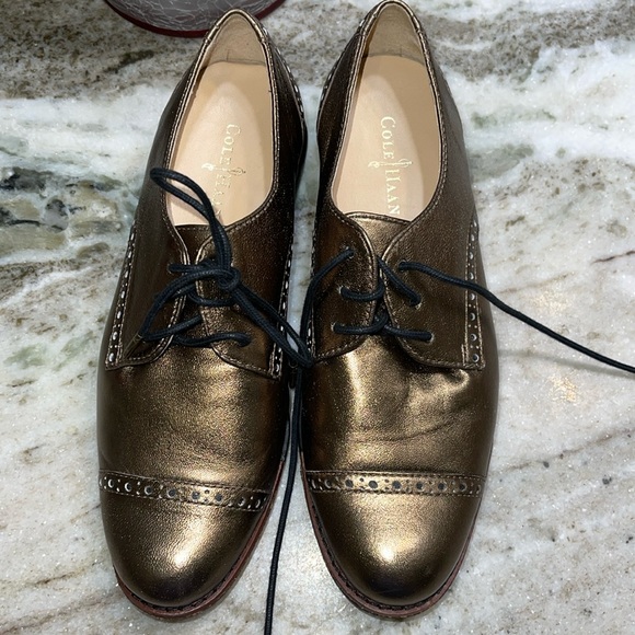 Cole Haan Metallic Gramercy Oxfords 5 - Picture 2 of 9